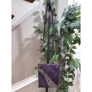 Latique Purple Women's Metallic Gold Crossbody Shoulder Stylish Bag